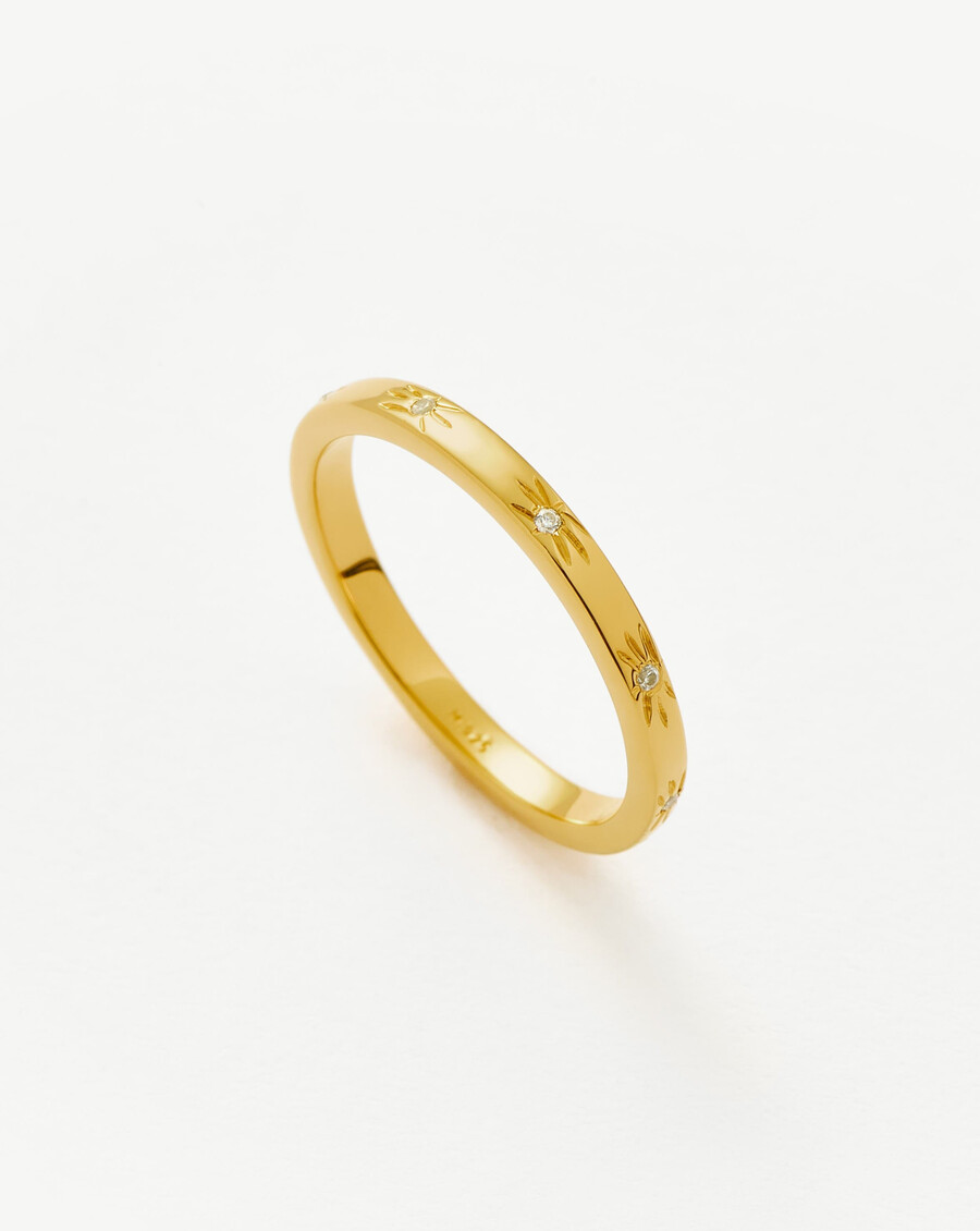 bague empilable ornée détoiles interstellaires - vermeil en or 18 carats