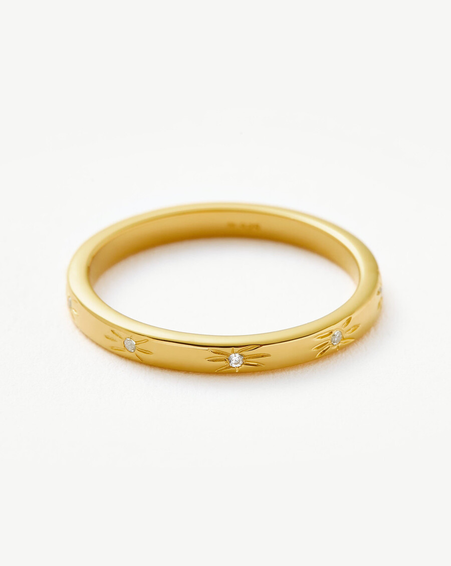bague empilable ornée détoiles interstellaires - vermeil en or 18 carats