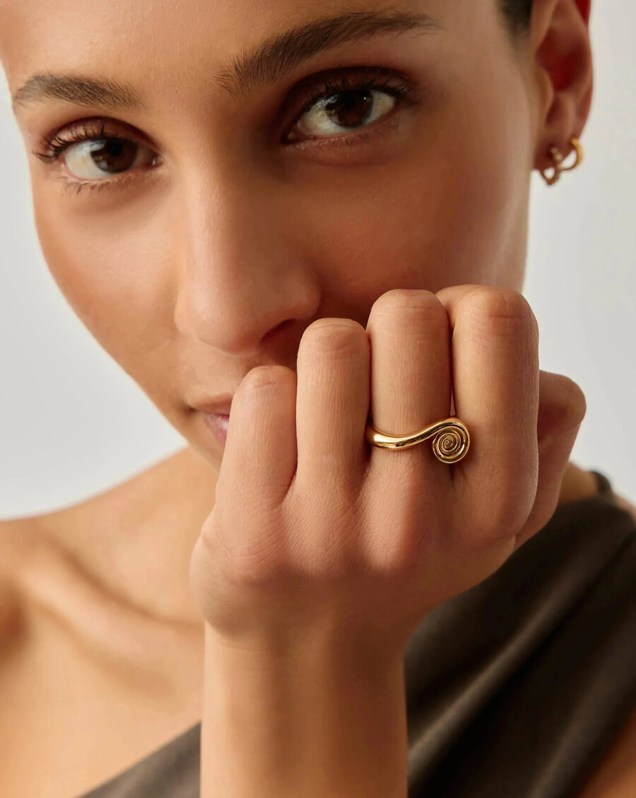 bague empilable spirale - or