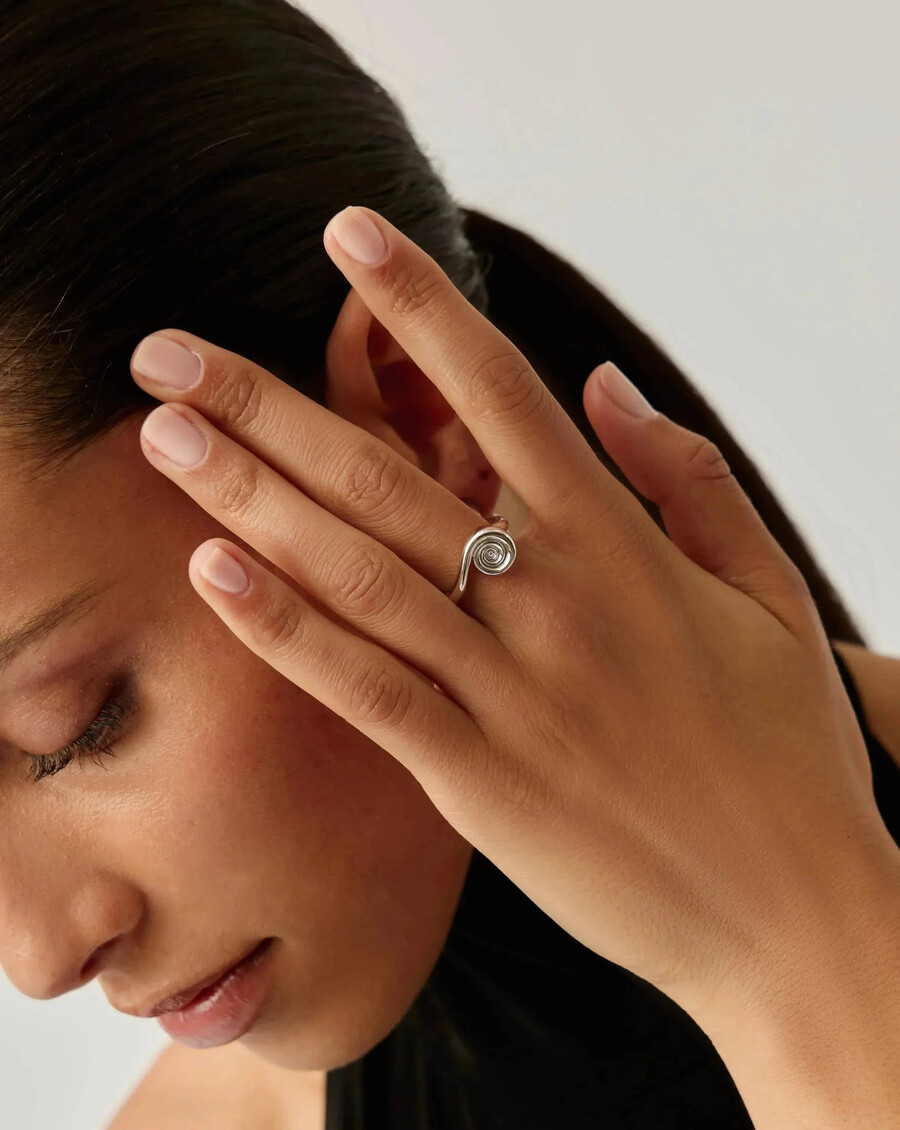 bague empilable spirale - argent
