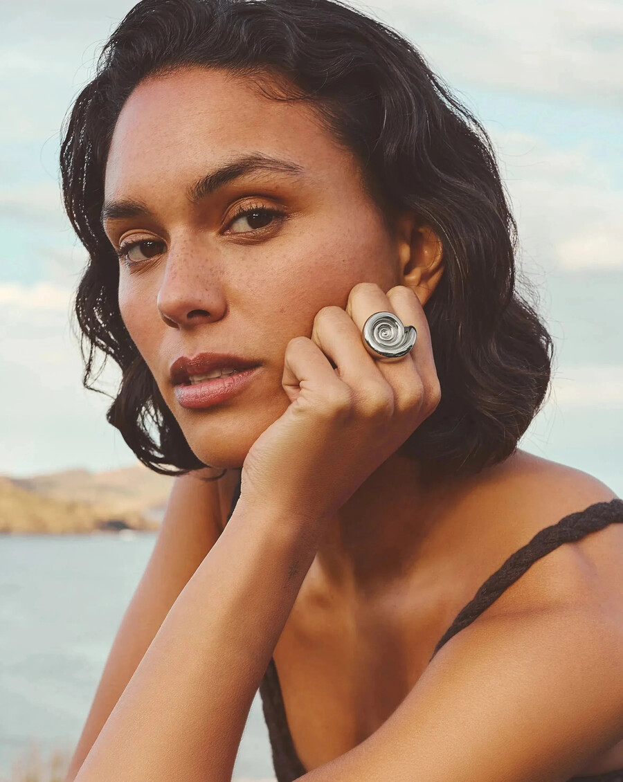bague spirale statement - argent