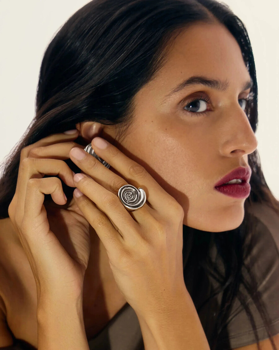 bague spirale statement - argent