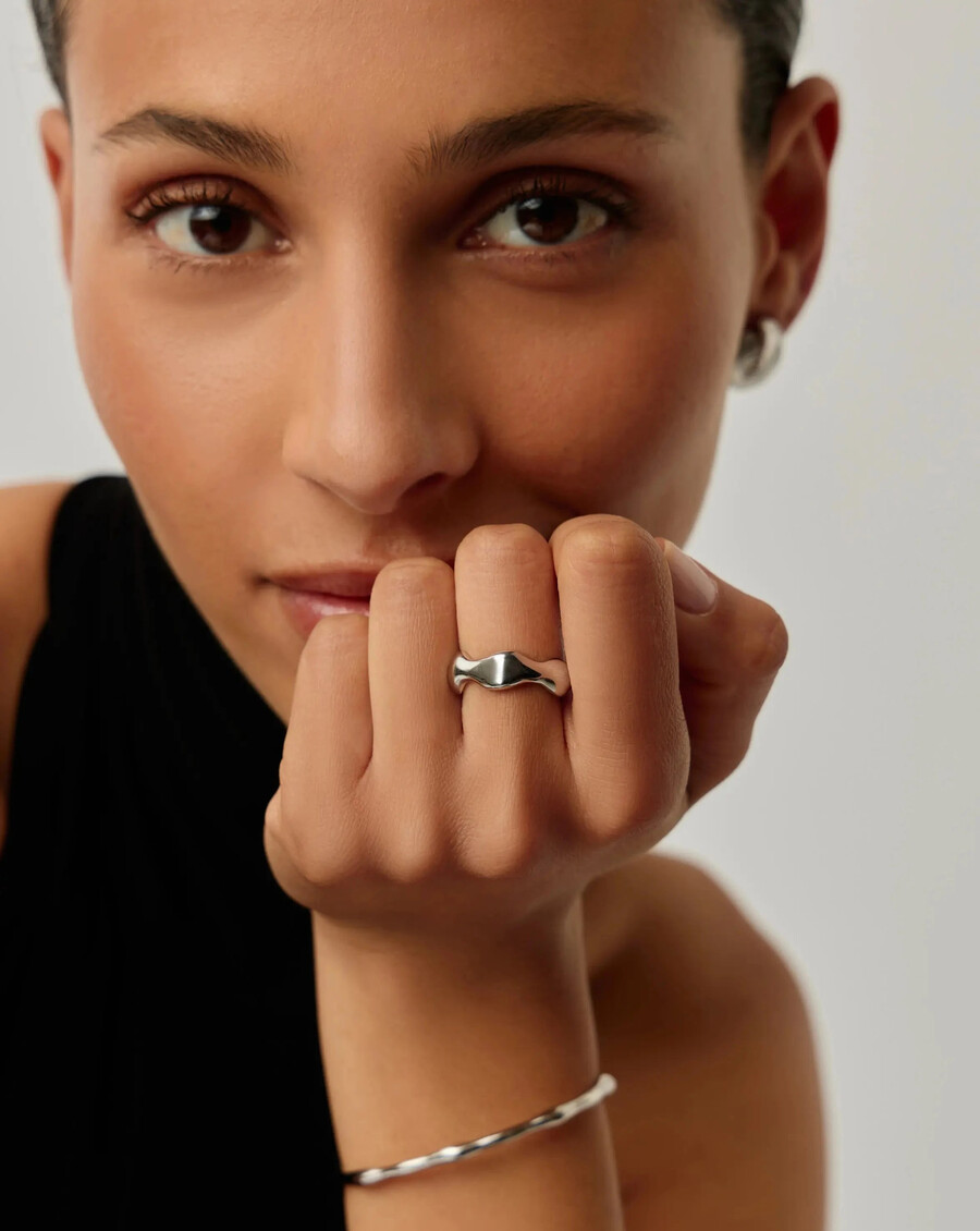 bague empilable eny puffy - argent