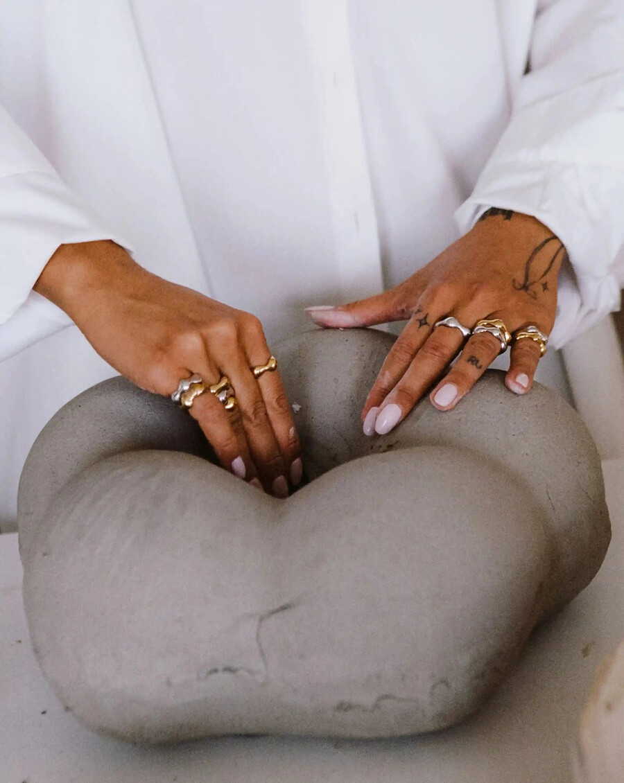 bague empilable eny puffy - argent