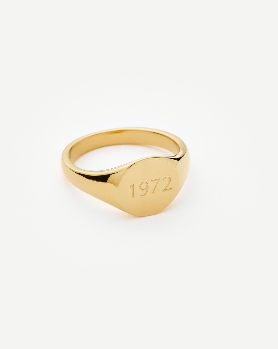 bague chevalière ronde à graver - vermeil en or 18 carats