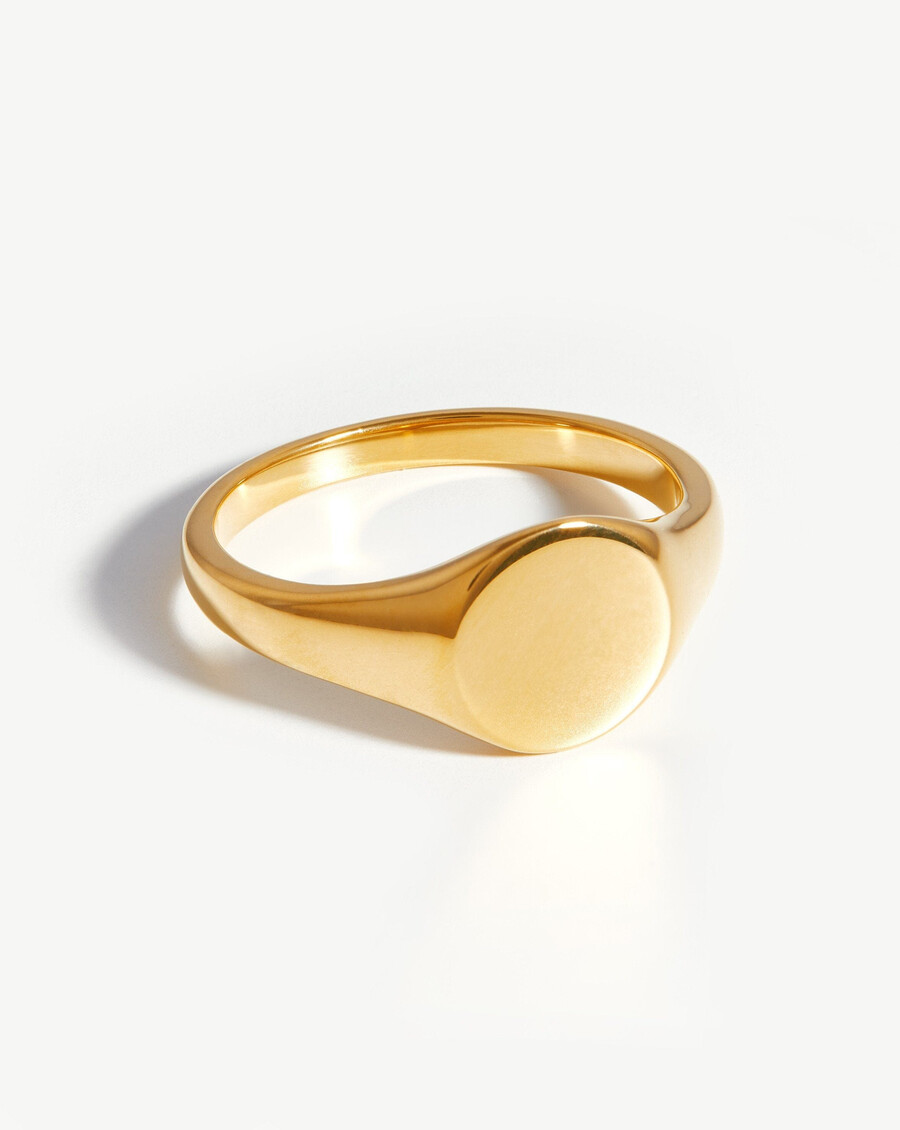 bague chevalière ronde à graver - vermeil en or 18 carats