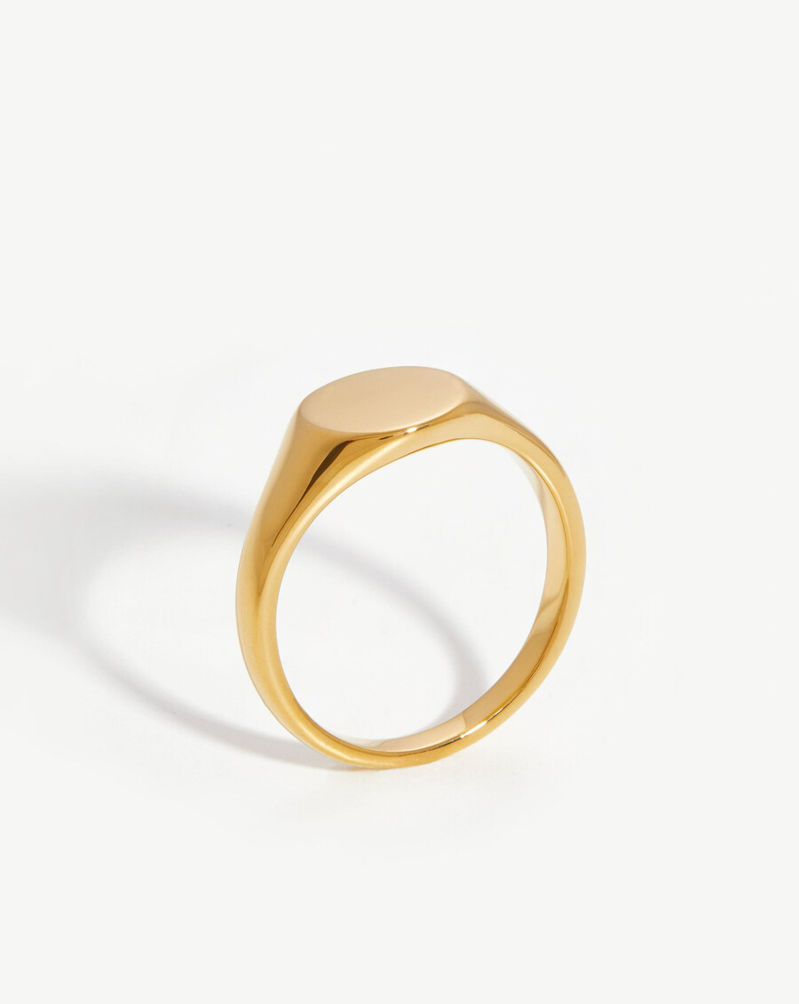 bague chevalière ronde à graver - vermeil en or 18 carats