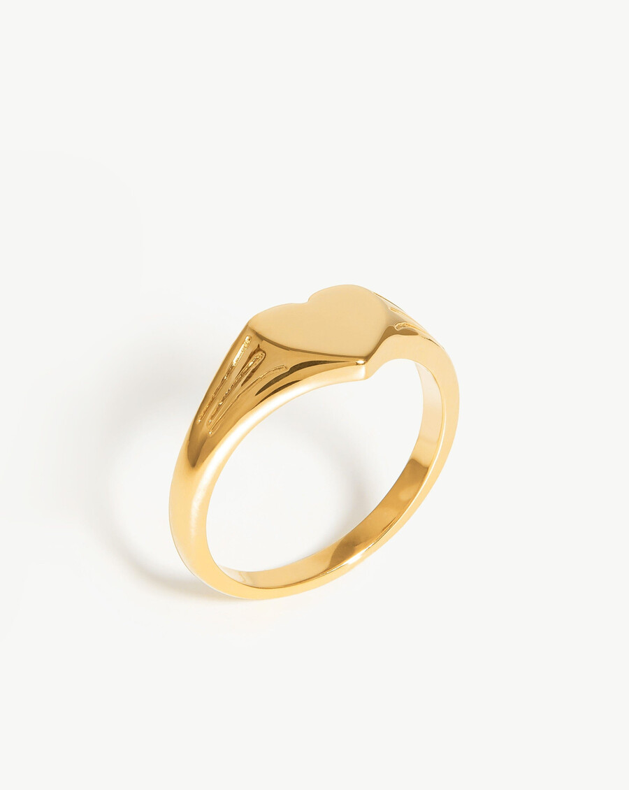 bague chevalière en forme de cœur à graver - vermeil en or 18 carats
