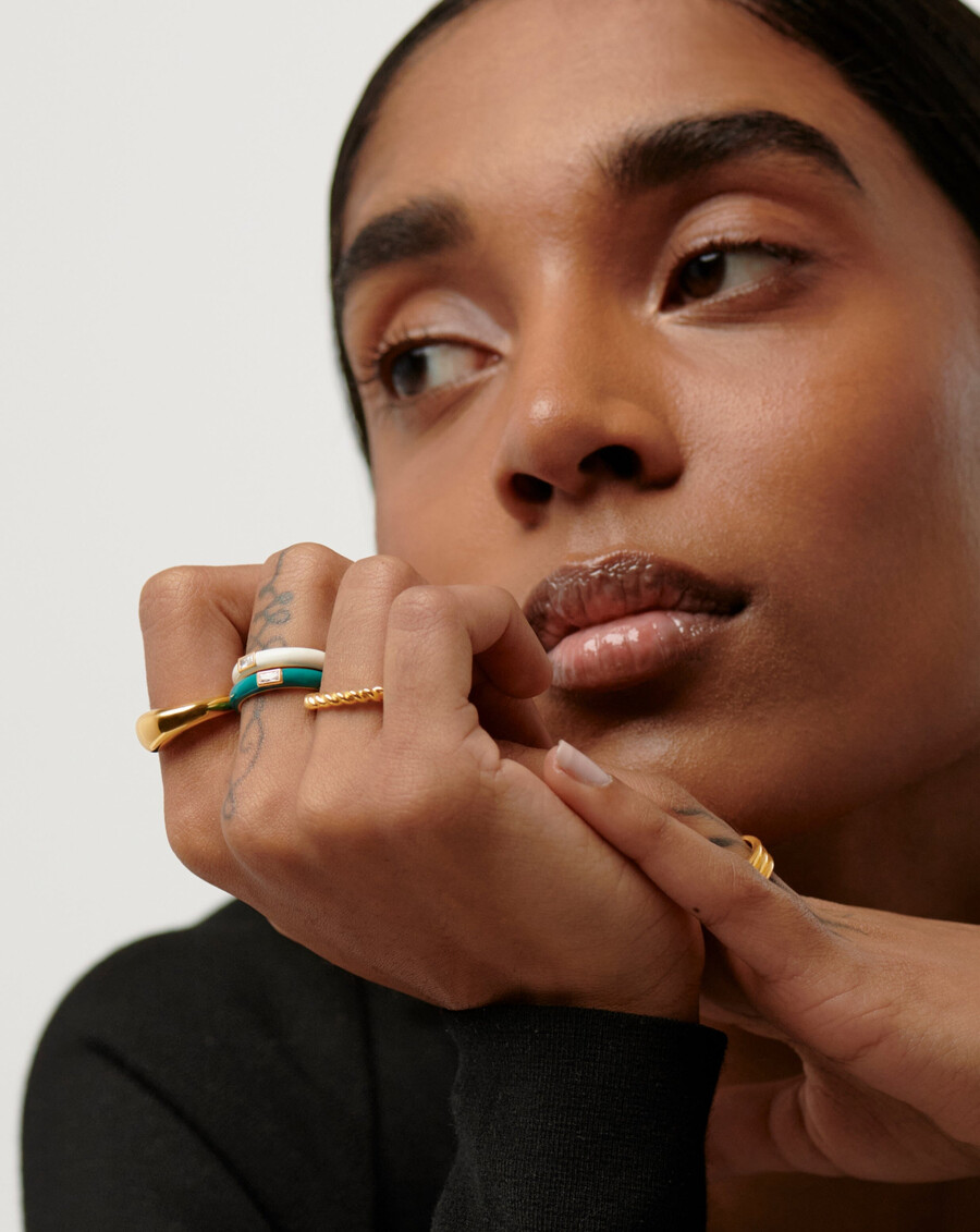 bague empilable en émail et pierre