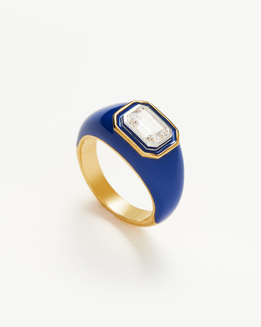 bague statement en émail et pierre à dôme