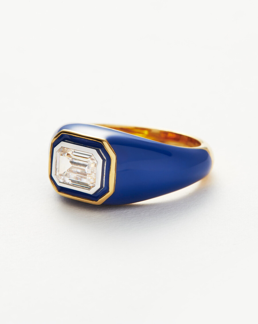bague statement en émail et pierre à dôme