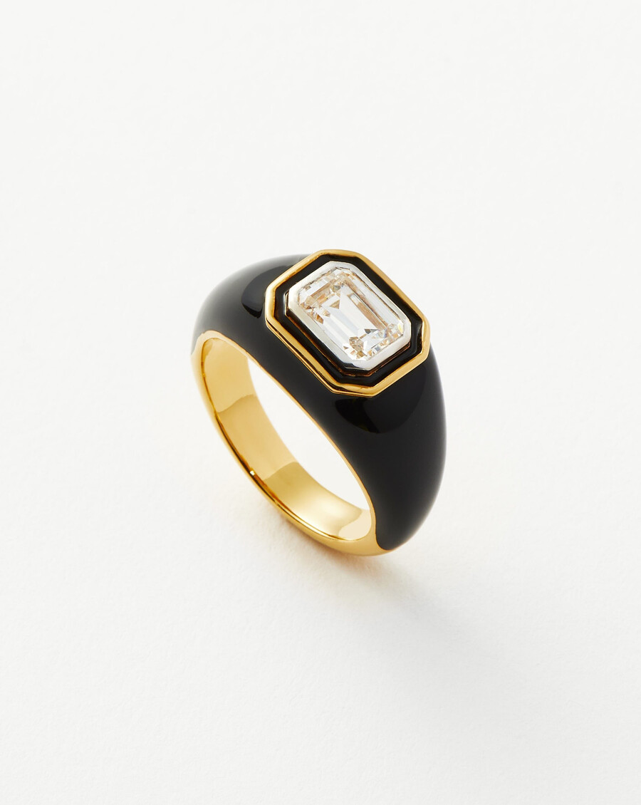 bague statement en émail et pierre à dôme
