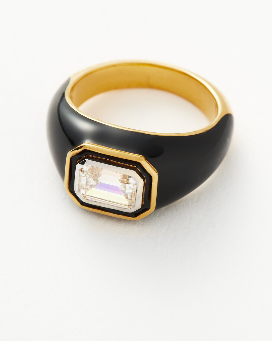 bague statement en émail et pierre à dôme