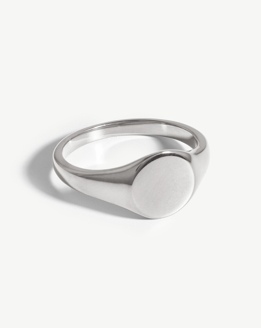 bague chevalière ronde personnalisable - argent massif