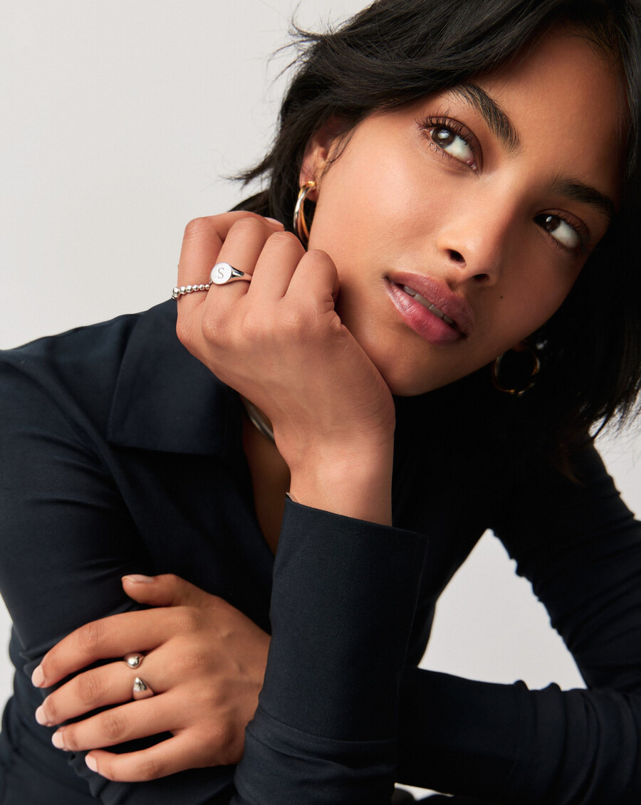 bague chevalière ronde personnalisable - argent massif