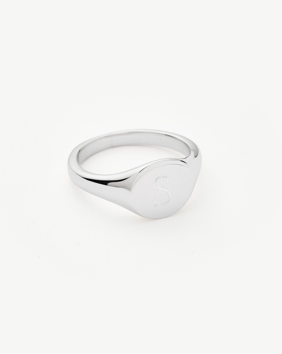 bague chevalière ronde personnalisable - argent massif