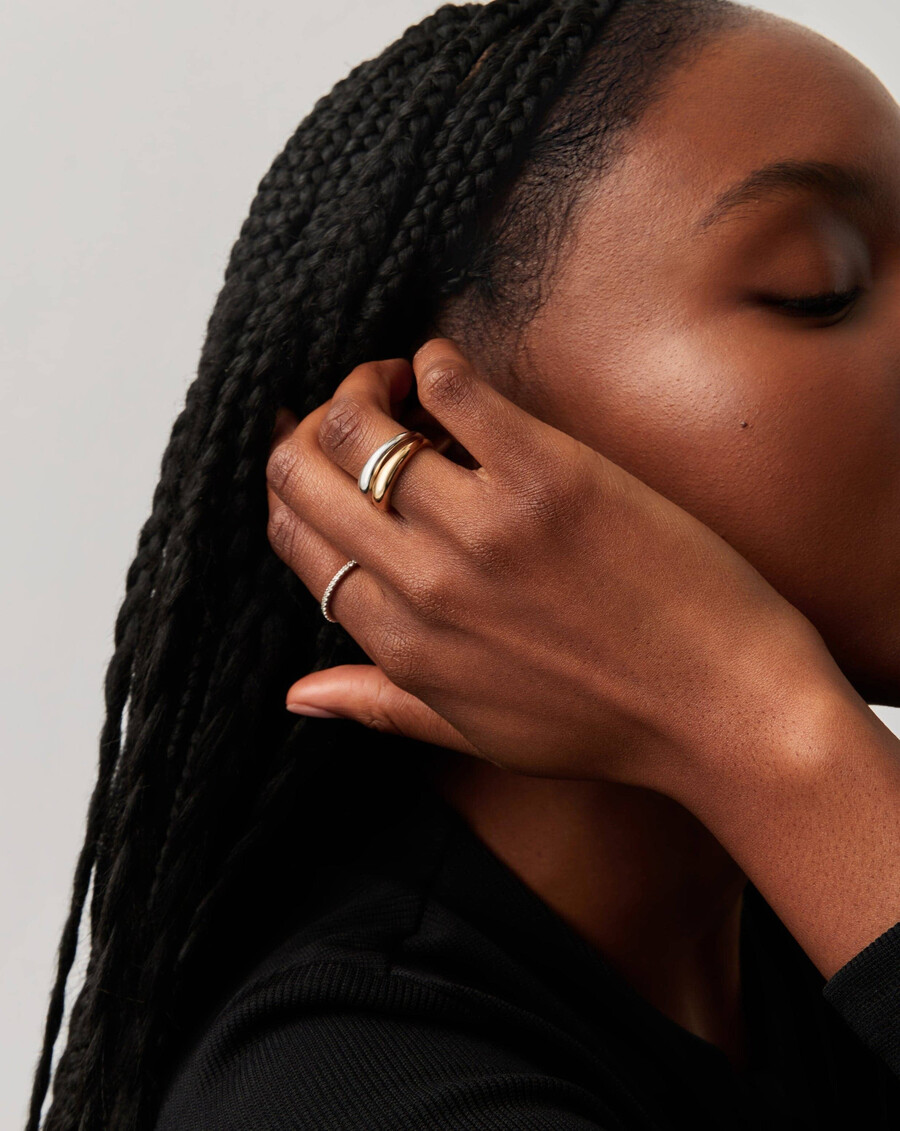 bague classique en forme de dôme en or massif 14 carats
