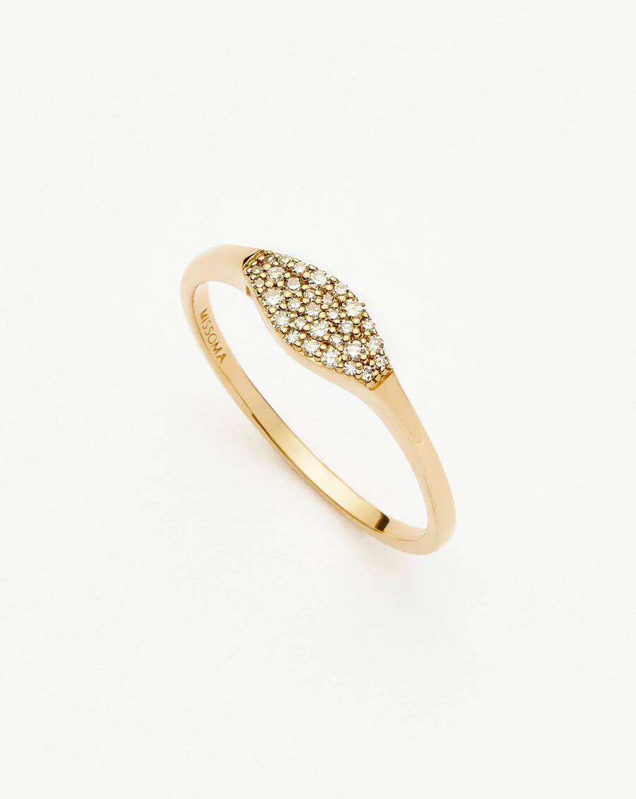 bague chevalière en or massif 14 carats sertie de diamants