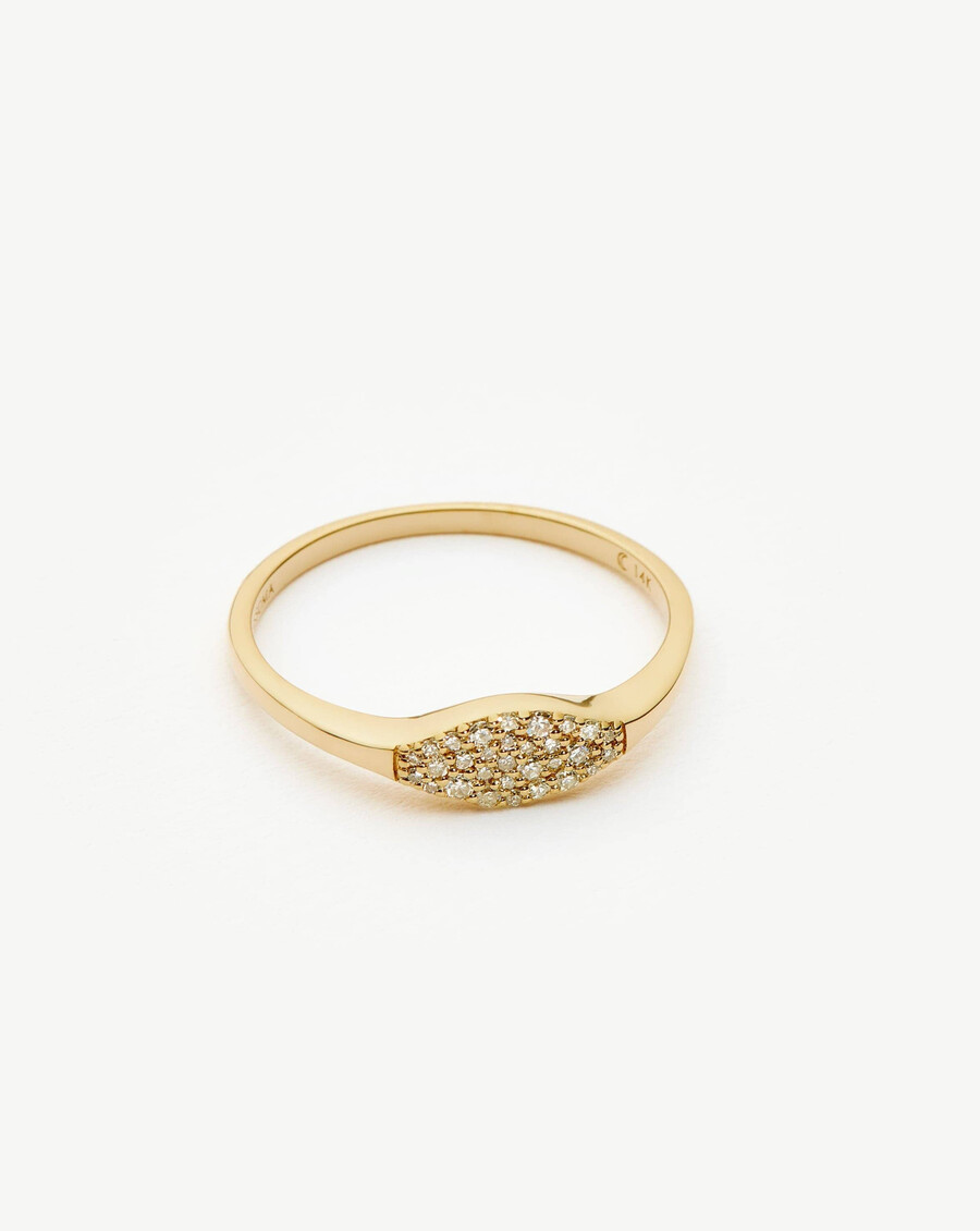 bague chevalière en or massif 14 carats sertie de diamants