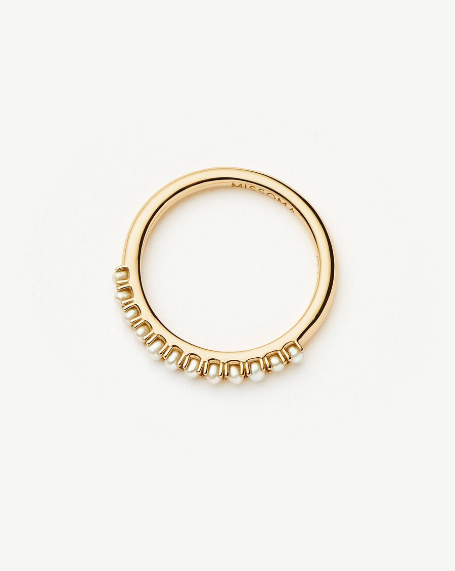 bague demi-alliance en or massif 14 carats avec perle