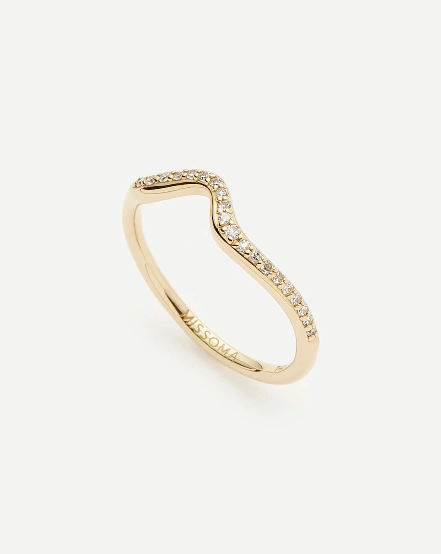 bague empilable en or massif 14 carats et diamants molten snow