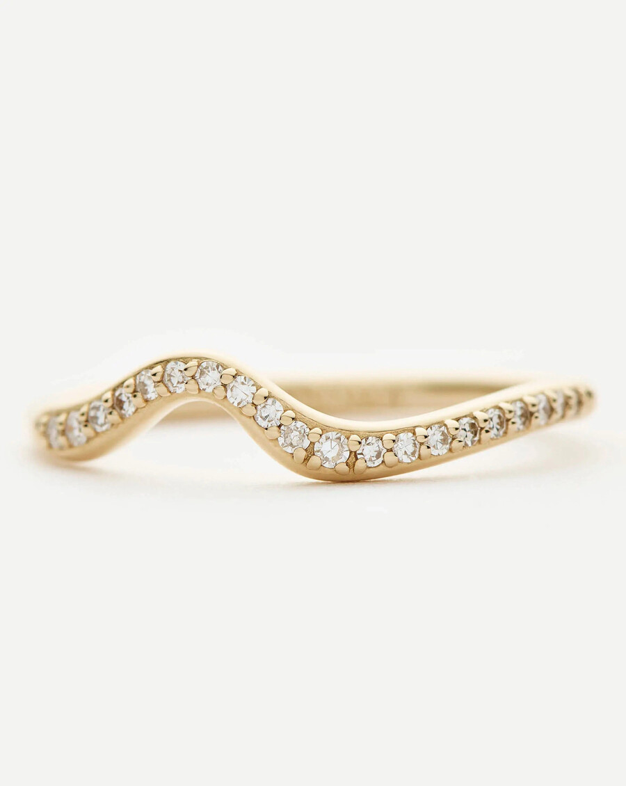 bague empilable en or massif 14 carats et diamants molten snow