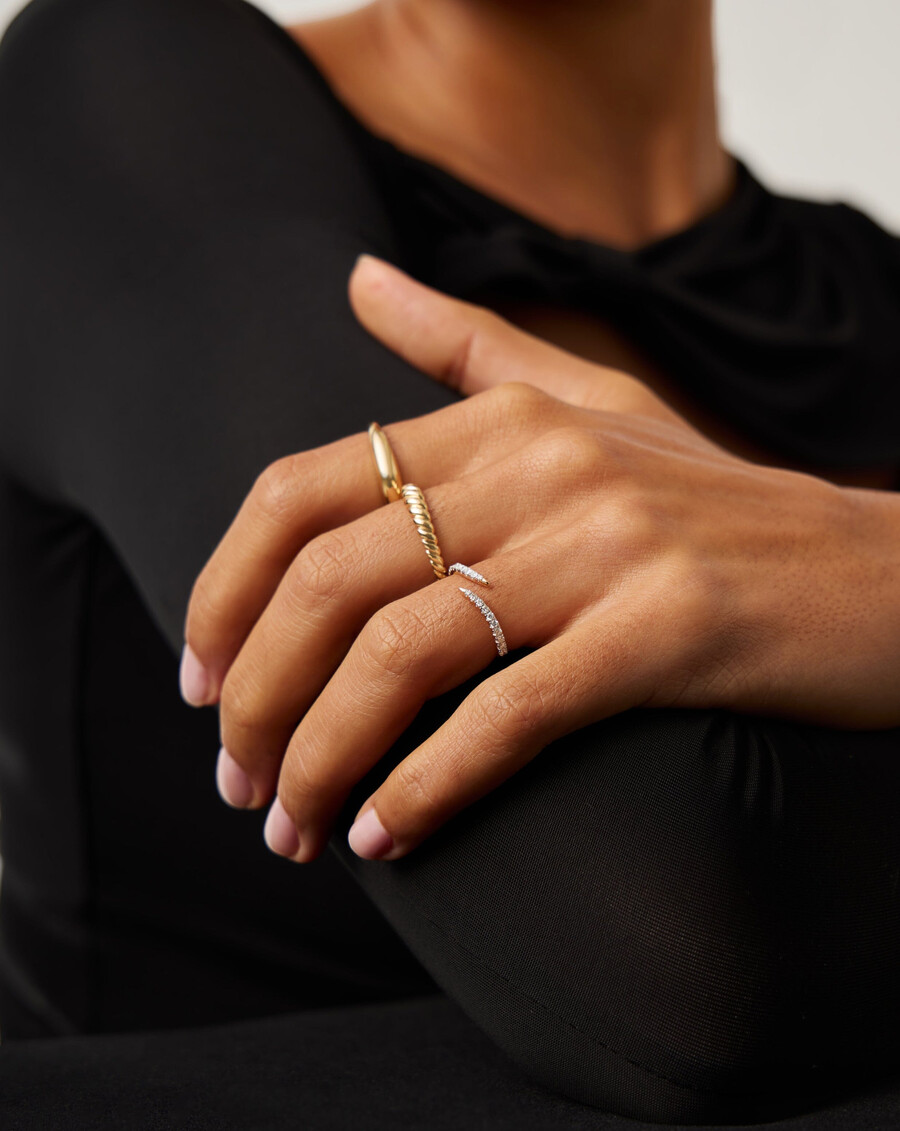 bague fine à griffes ouvertes - or massif 14 caratsdiamant