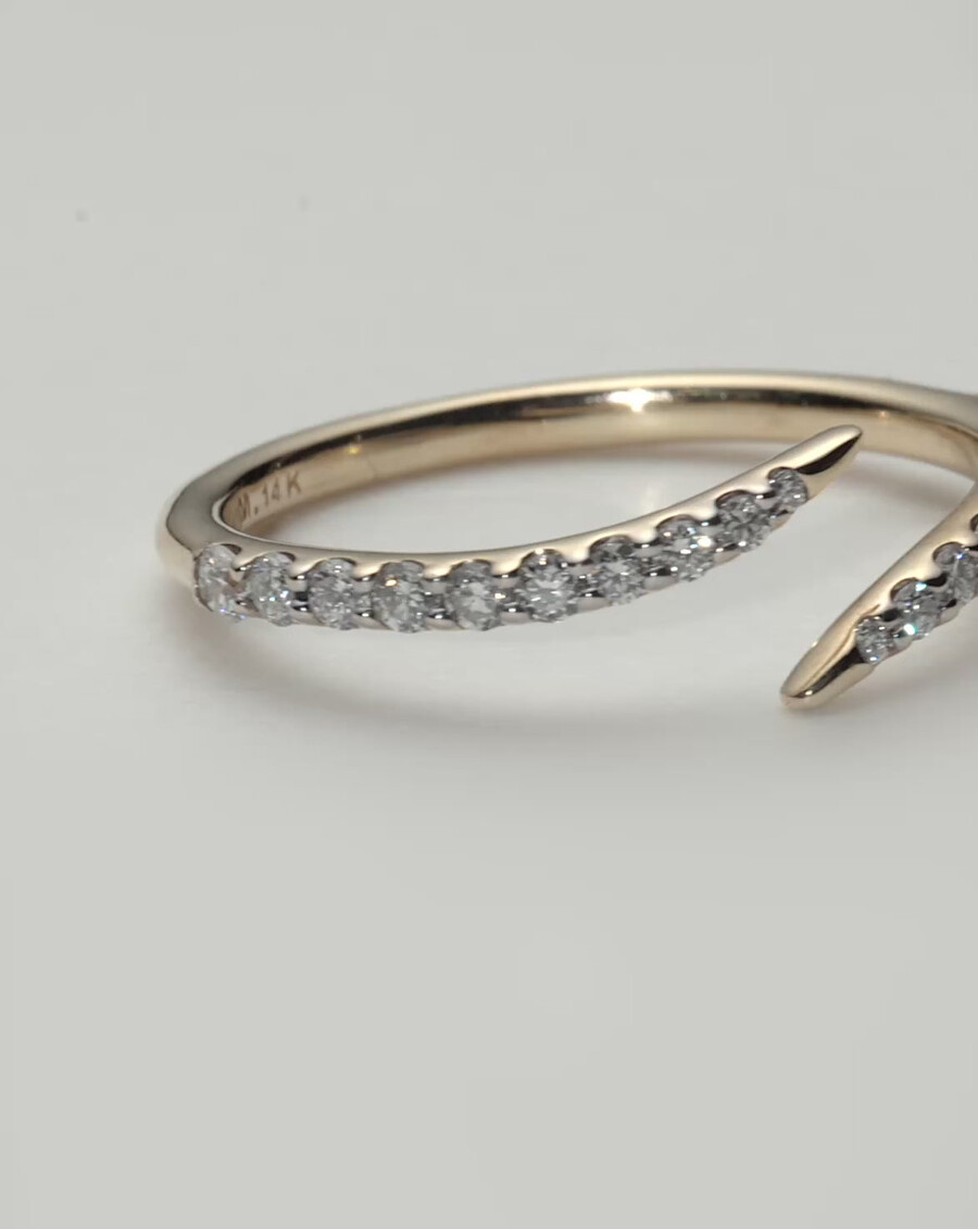 bague fine à griffes ouvertes - or massif 14 caratsdiamant