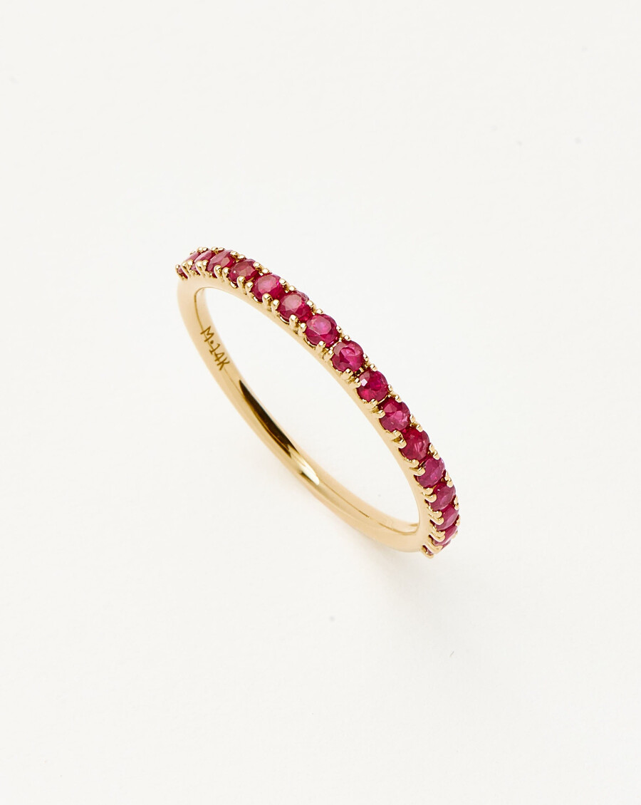 bague demi-alliance en or massif 14 carats sertie dun rubis