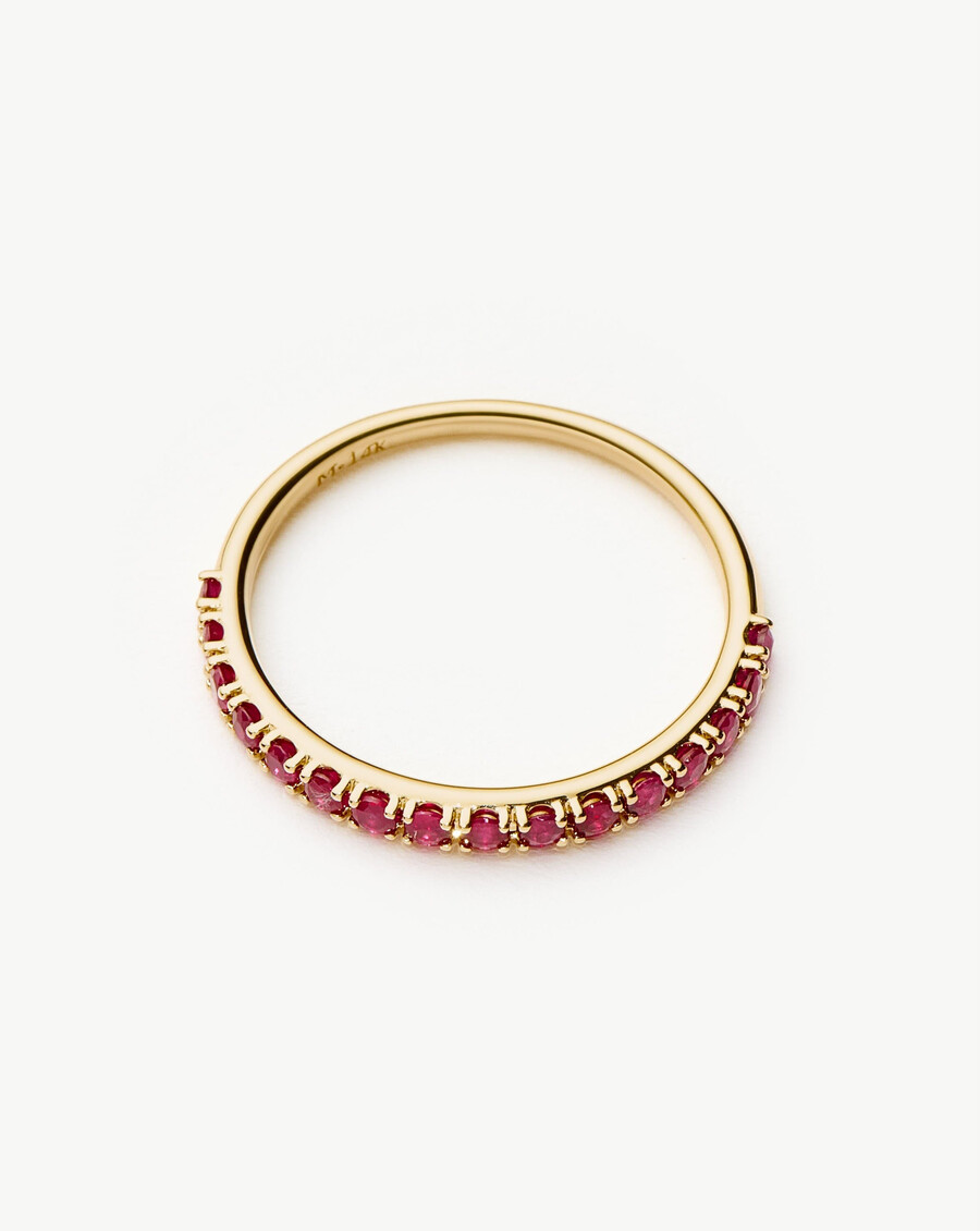 bague demi-alliance en or massif 14 carats sertie dun rubis
