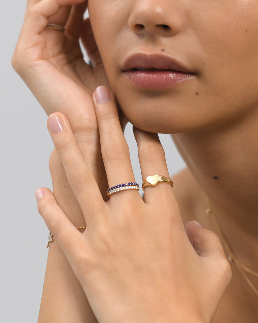 bague déternité demi-saphir - or massif 14 caratssaphir