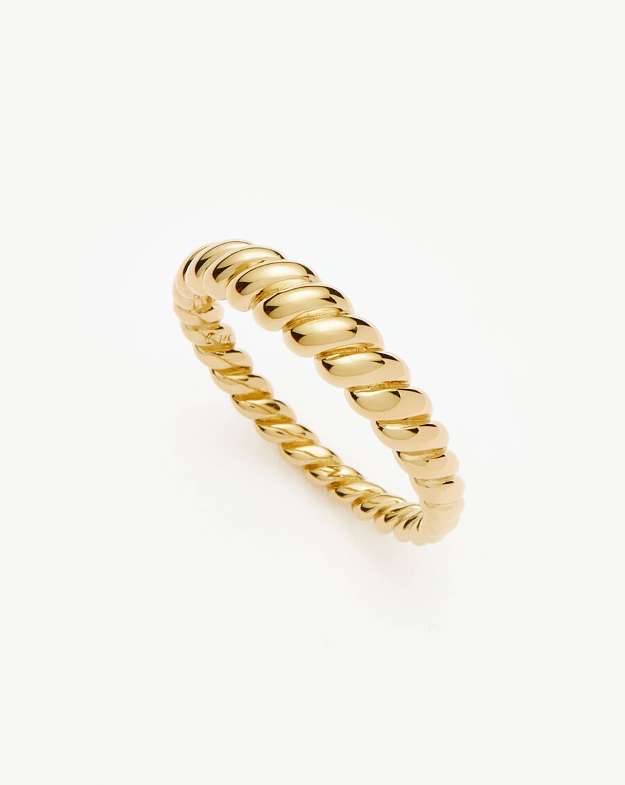 bague classique torsadée en or massif 14 carats