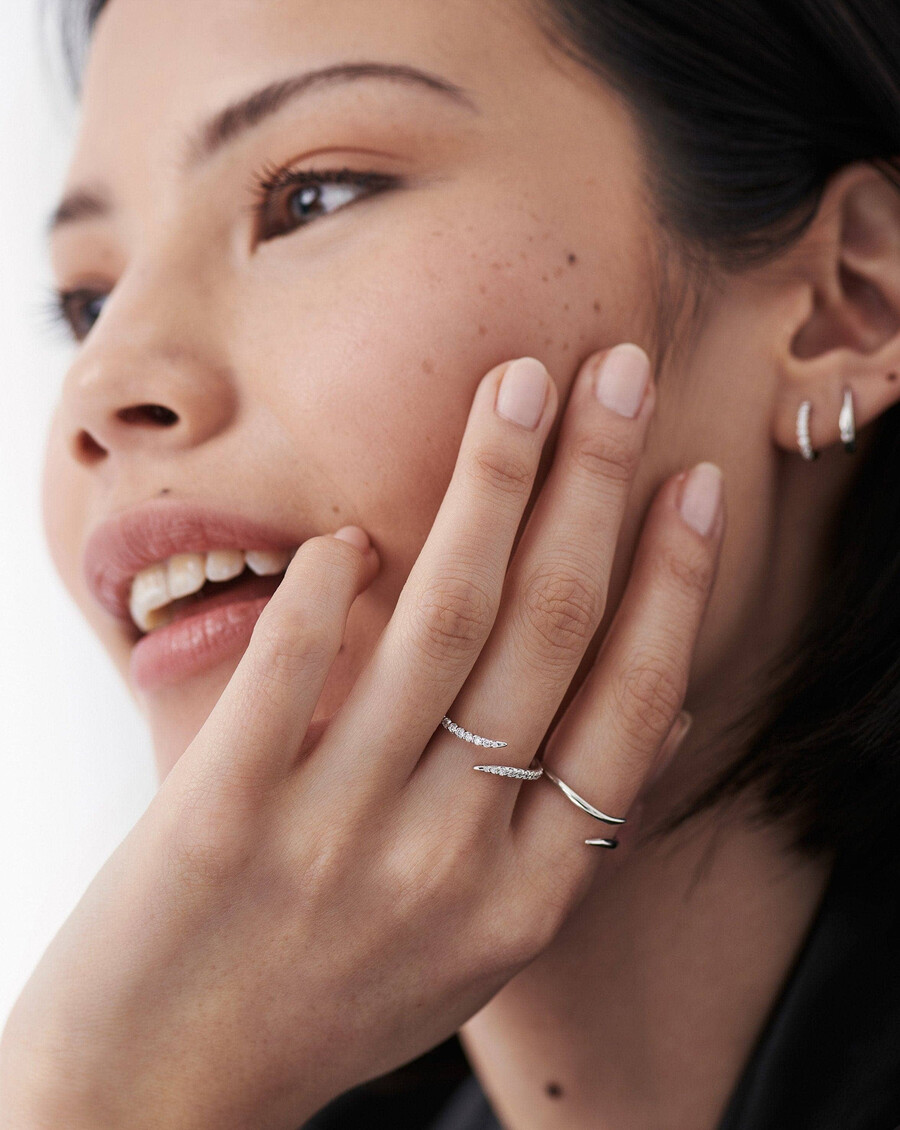 bague fine à griffes ouvertes - or blanc 14 caratsdiamant
