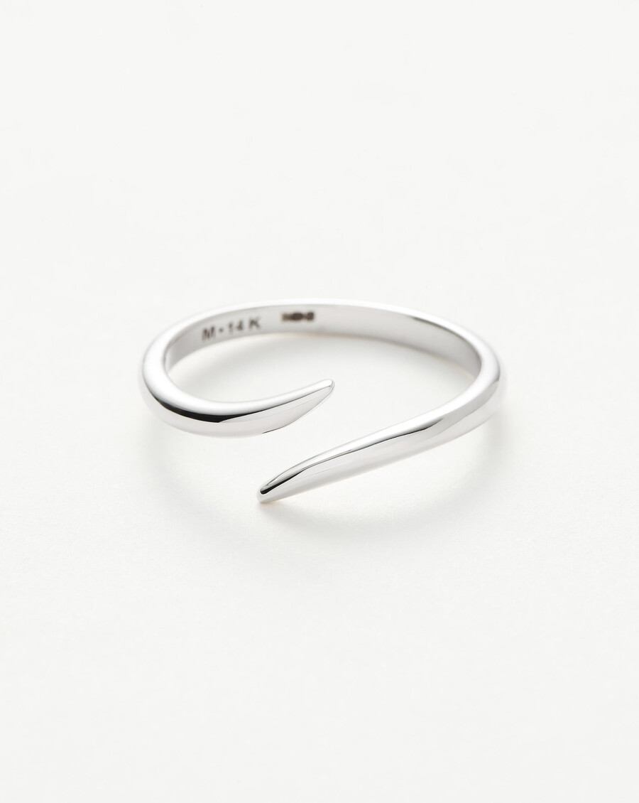 bague fine à griffes ouvertes - or blanc 14 carats