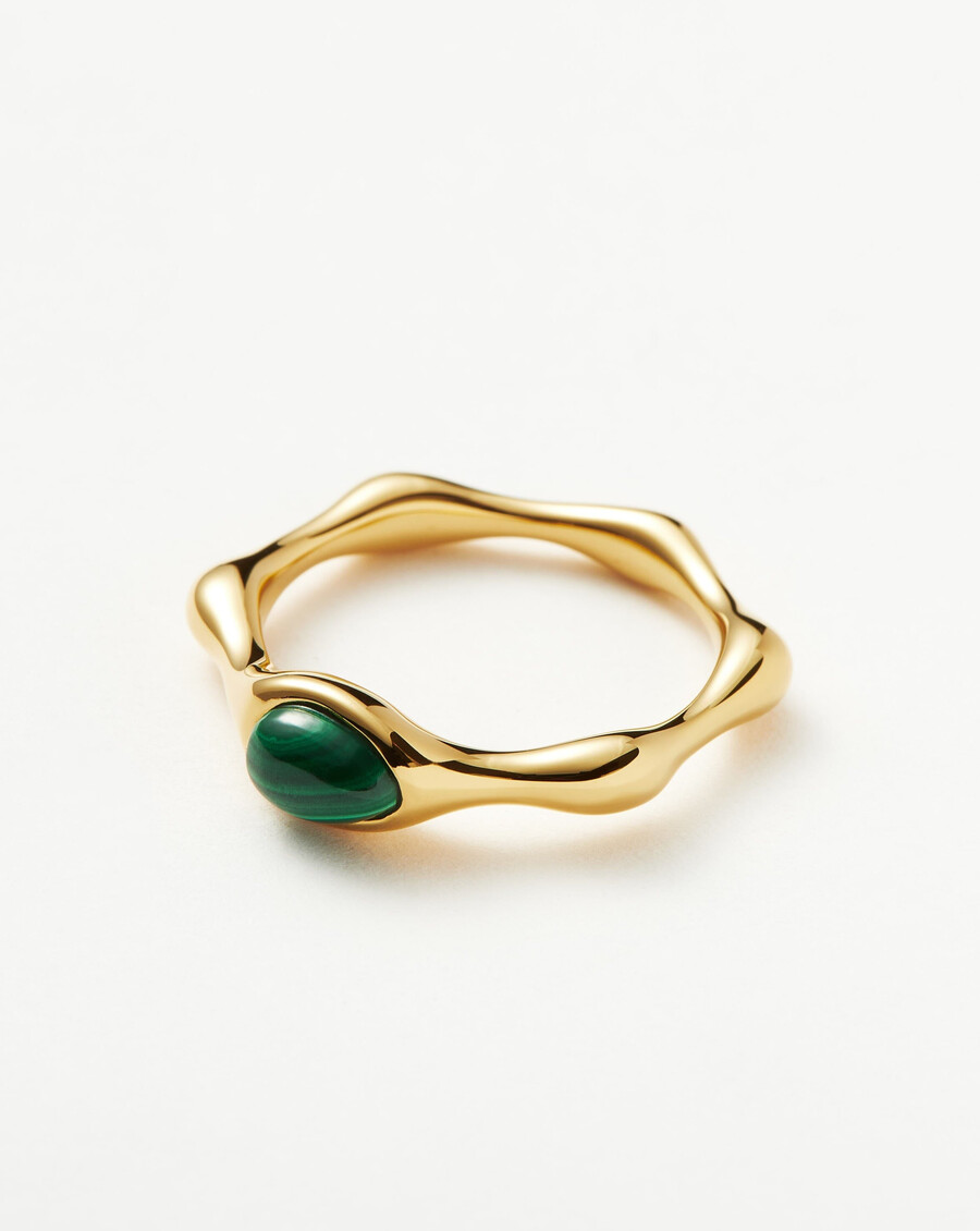 bague empilable en pierre précieuse magma - malachite
