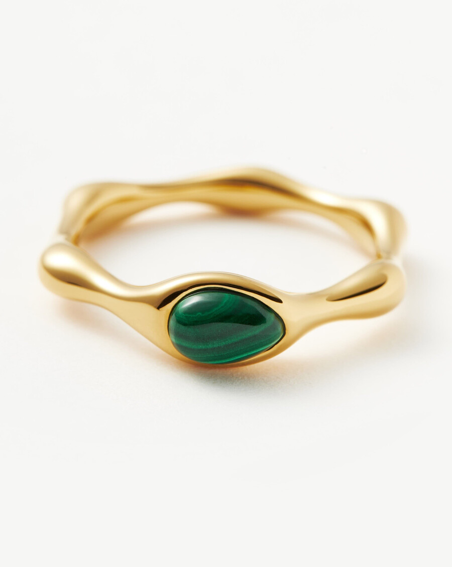 bague empilable en pierre précieuse magma - malachite