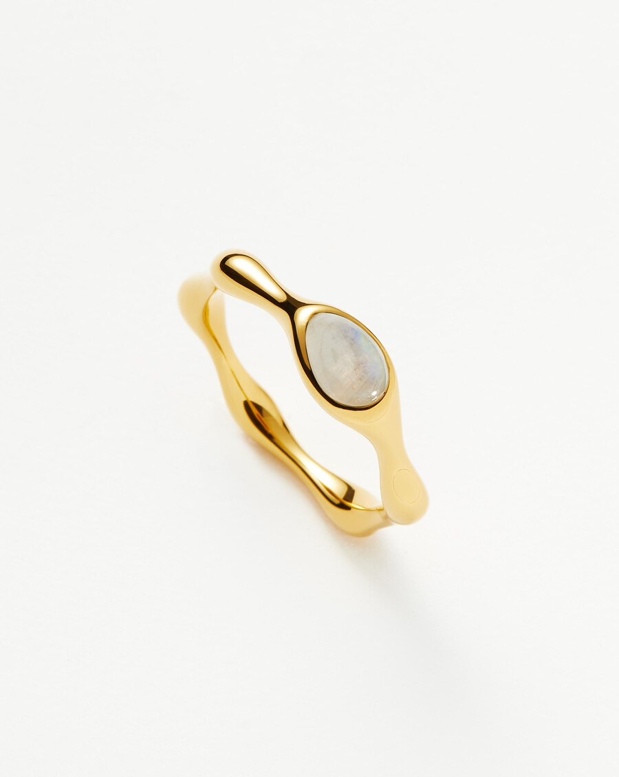 bague empilable en pierre de lune arc-en-ciel magma -