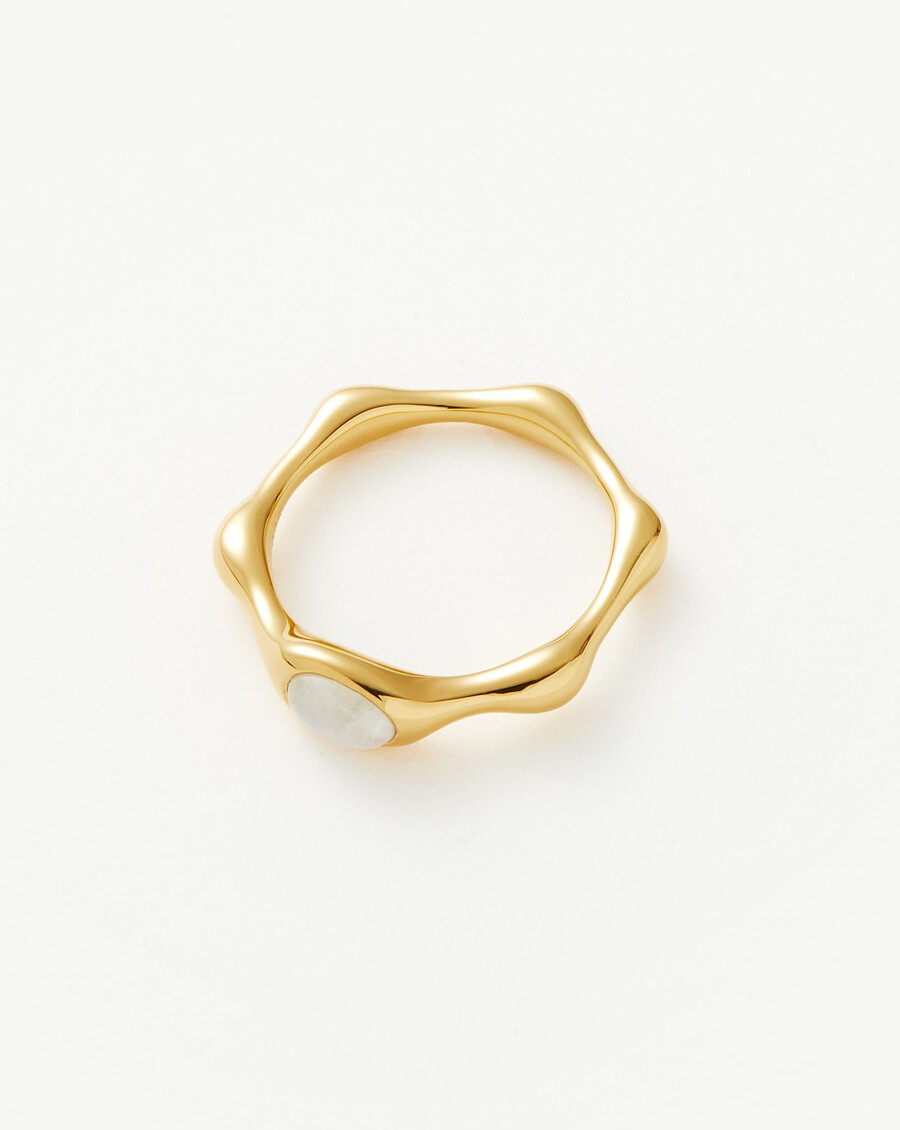 bague empilable en pierre de lune arc-en-ciel magma -