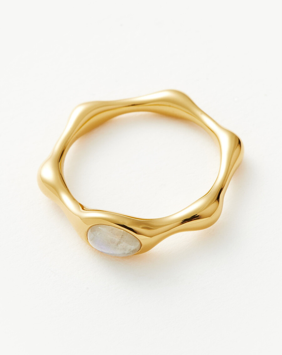 bague empilable en pierre de lune arc-en-ciel magma -