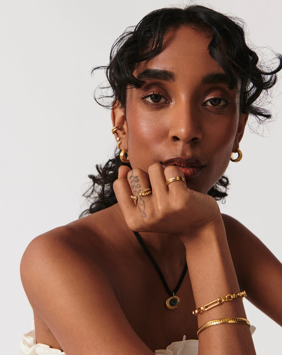 bague ouverte perlée