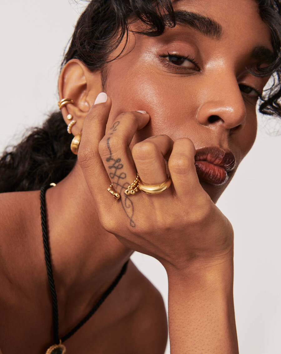 bague ouverte perlée