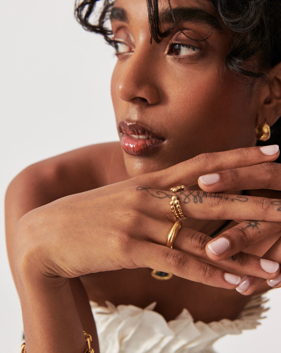 bague ouverte perlée