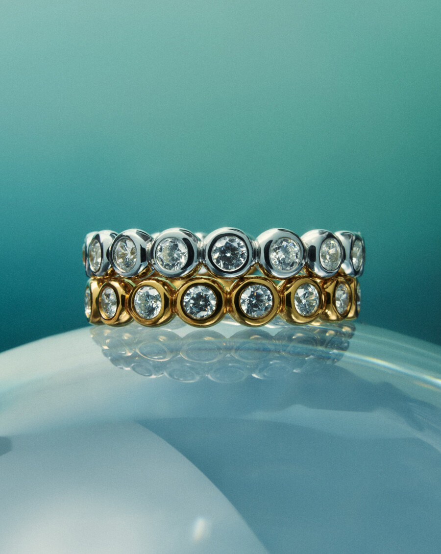 bague empilable tennis eternity - or