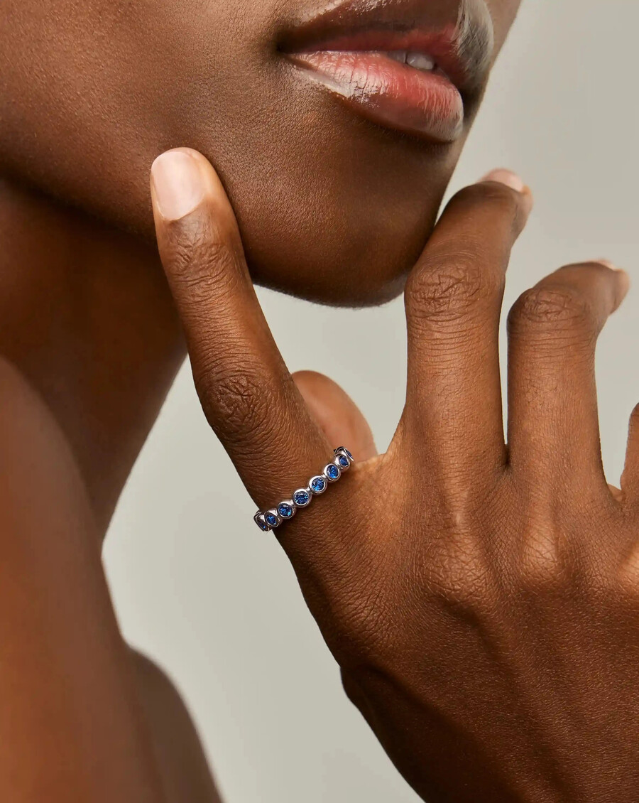 bague empilable tennis eternity - argent sterlingbleu