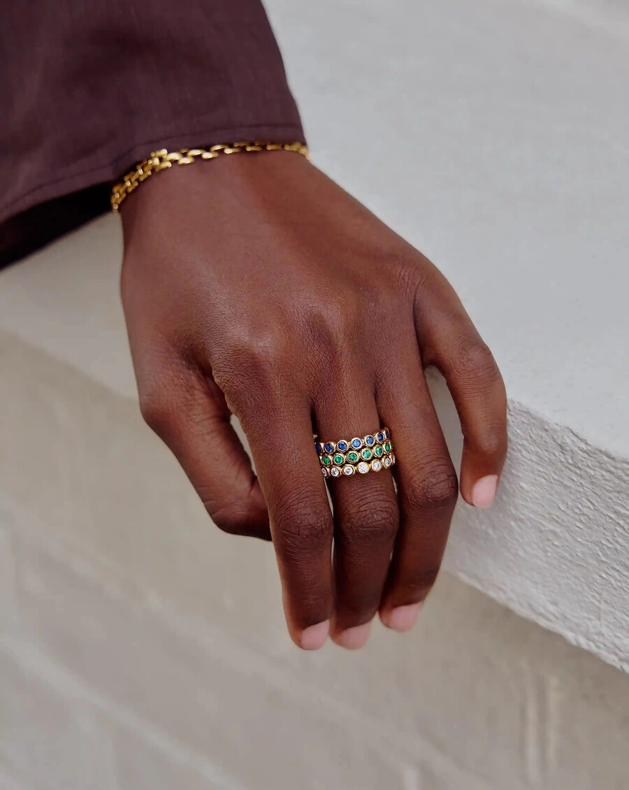 bague empilable tennis eternity - argent sterlingbleu