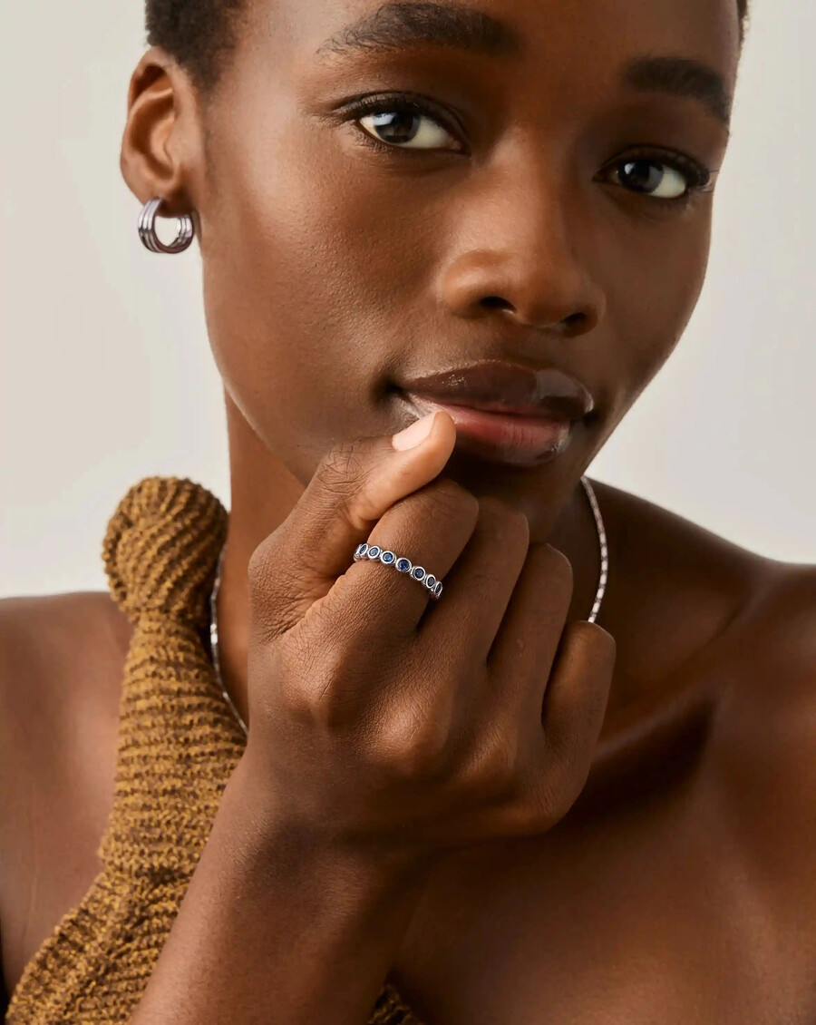 bague empilable tennis eternity - argent sterlingbleu