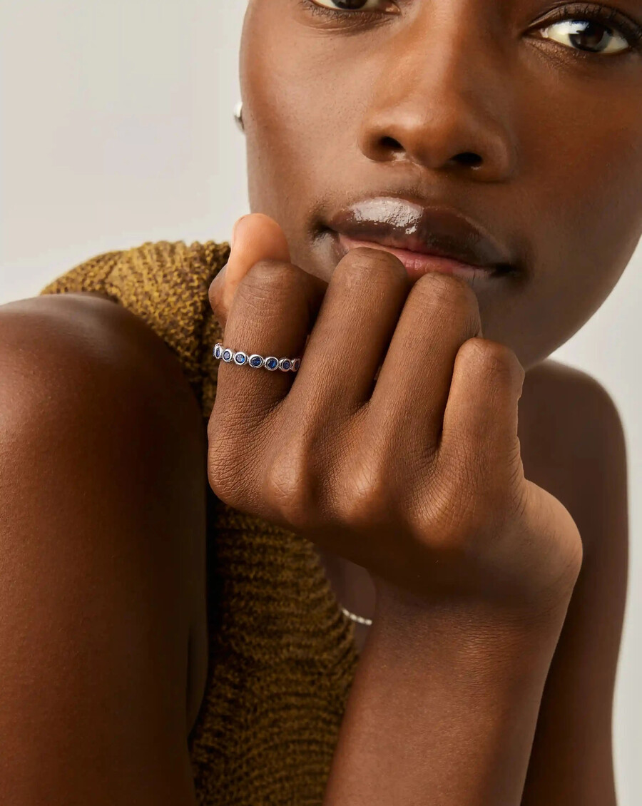 bague empilable tennis eternity - argent sterlingbleu