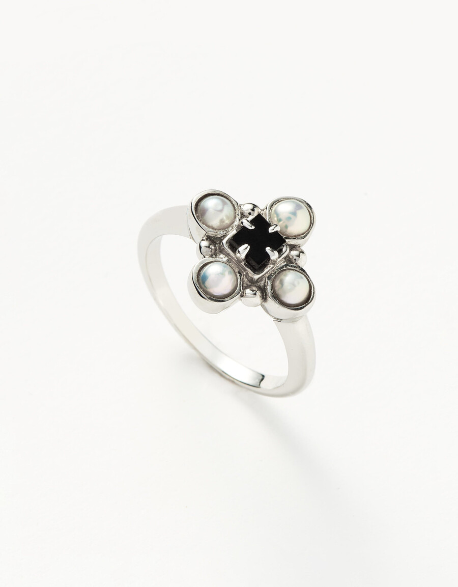 bague harris reed quartet - argent sterlingperle et onyx noir