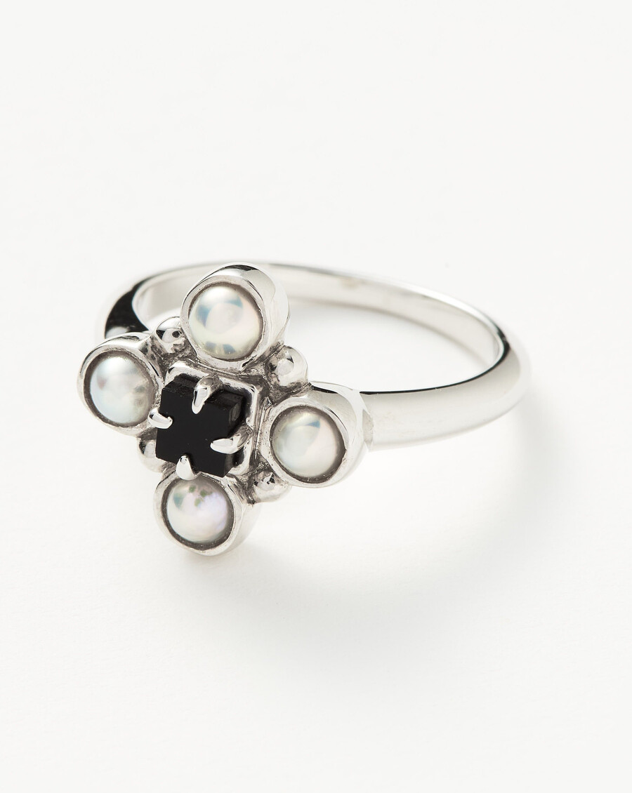 bague harris reed quartet - argent sterlingperle et onyx noir