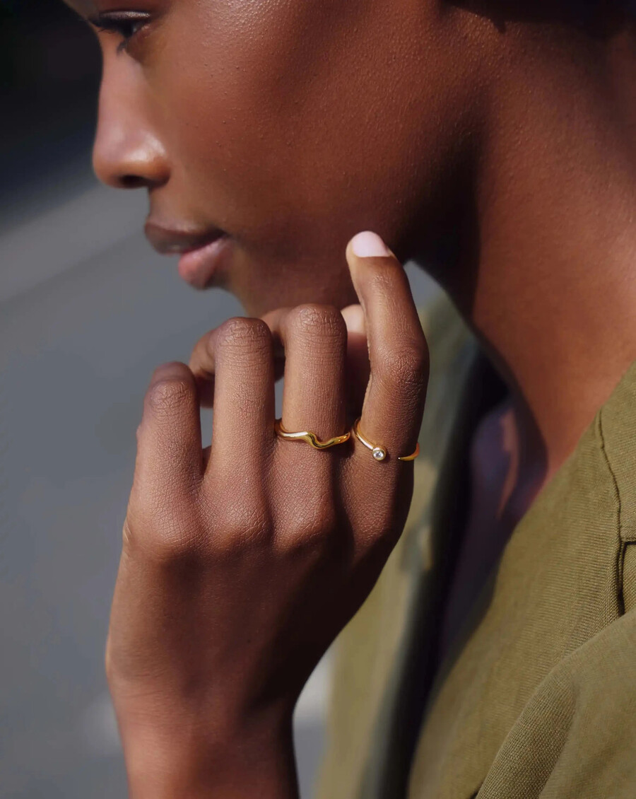 bague empilable molten wave - vermeil en or 18 carats